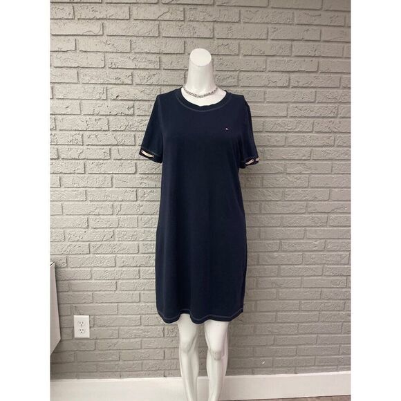 Tommy Hilfiger Women Navy Blue Crew Neck T-Shirt Dress Size M - Picture 1 of 9